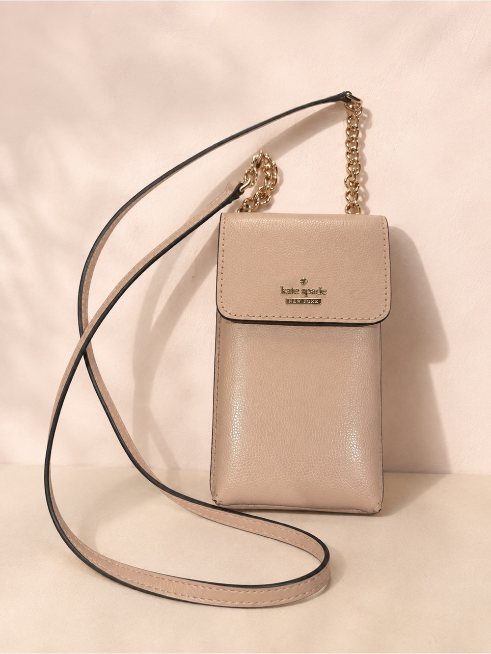 kate spade Pebbled Leather Crossbody Phone Bag - Taupe Beige